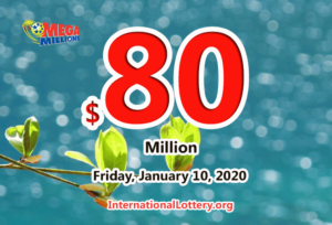 2020年1月7日的Mega Million结果；头奖为8000万美元。